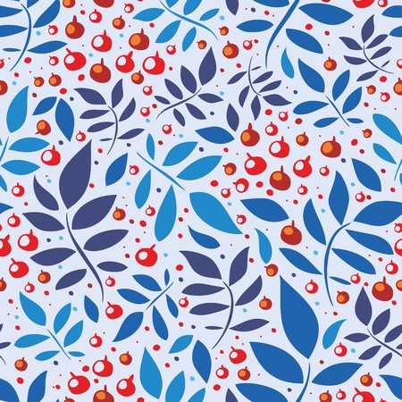 Seamless pattern with leaves and berriesのイラスト素材