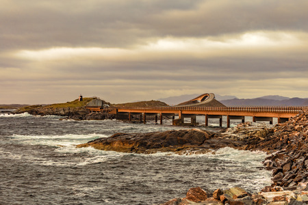 Atlanterhavsvegen - HulvÃ¥gen Bridges and Storseisundet Bridgeの写真素材