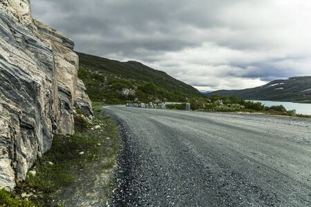 on the way on the tourist landscape routes in Norway, a masterpiece of engineering design from a...