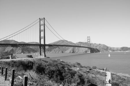 Golden gate bridge black and whiteの写真素材
