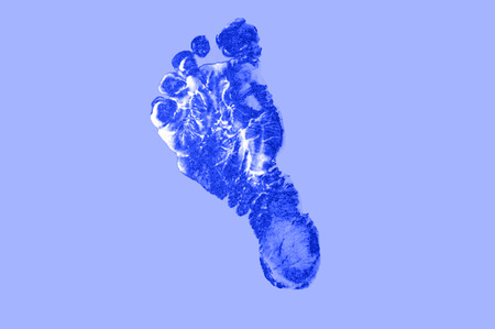 blue baby footの写真素材