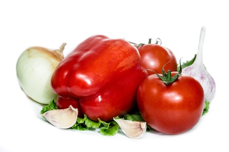 Fresh tomato, isolated on white backgroundの写真素材