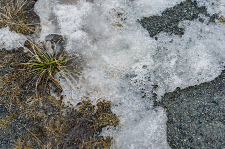 melting ice on the road. backgroundの写真素材