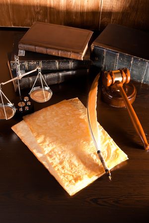 Vintage Quill Pen,Parchment and Law Concept
