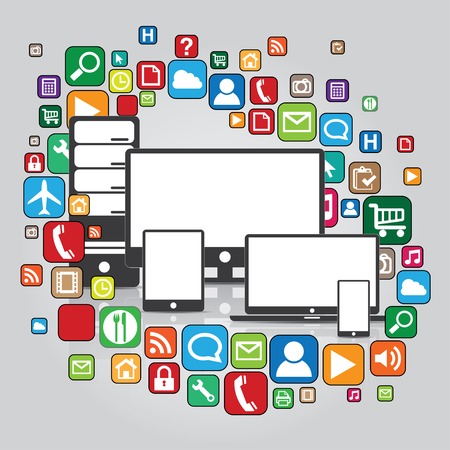 Applications of Media Technologies  Lots of apps icons のイラスト素材