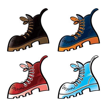 Set of colored boots foot wear shoeのイラスト素材