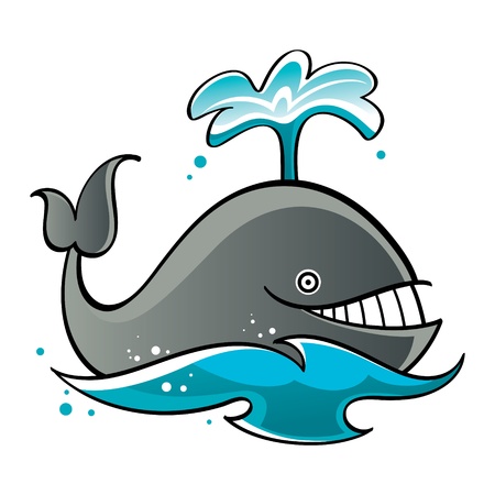 Whale in the sea or ocean fountain fish mammalのイラスト素材