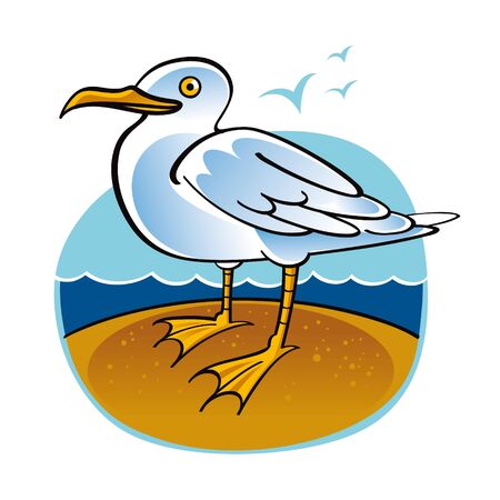 Sea Gull bird ocean beach fauna natureのイラスト素材