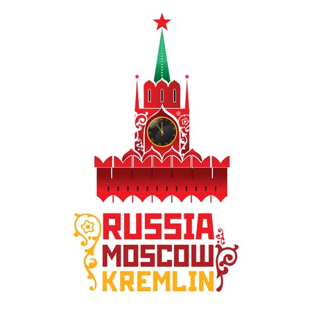 World famous landmark - Russia Moscow Kremlin Spasskaya Tower のイラスト素材