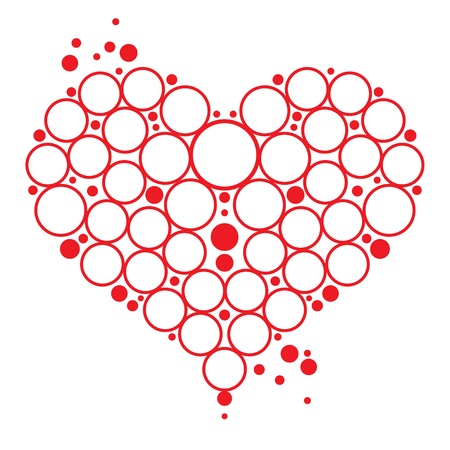 Love symbol red Heart with bubbles decorative element  Valentines day postcardのイラスト素材