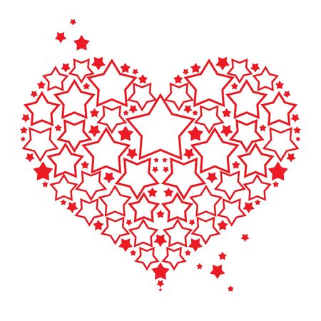 Love symbol red Heart with stars decorative element Valentines day postcardのイラスト素材