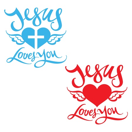Jesus Loves You religion heart wing God bless Lordのイラスト素材