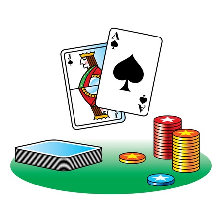 Black Jack poker casino gamble ace chips tableのイラスト素材