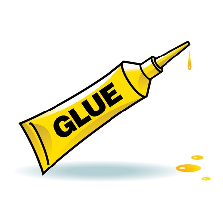 Glue yellow tube sticky stationary repair toolのイラスト素材