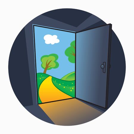 The door into summer - view through the open doorのイラスト素材