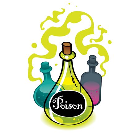 Chemistry glass flasks with a dangerous liquid poisonのイラスト素材