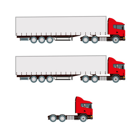 Truck delivery, lorry mock-up isolated template on white background.のイラスト素材