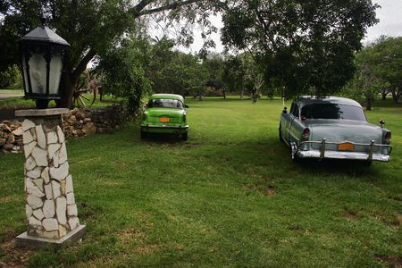 Old cars in park of Varadero. It is photographed in town park. Varadero. Cubaの写真素材