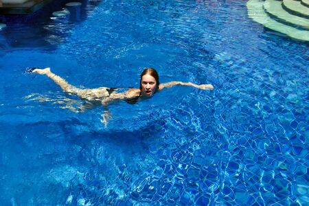 Girl in swimming poolの写真素材