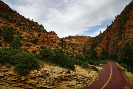 Roads of Zion canyon. Utah. USA.の写真素材