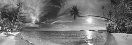 Stitched Panorama of the tropical beach. Siam bay. Province Trat. Koh Mak の写真素材