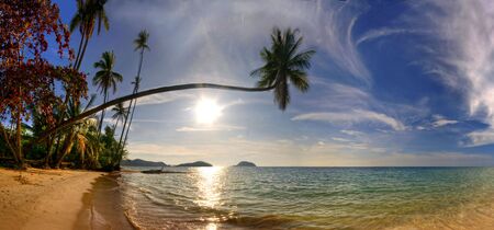 Stitched Panorama of the tropical beach. Siam bay. Province Trat. Koh Mak 