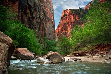  River in Zion Canyonの写真素材