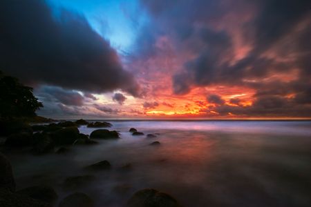 Tropical sunset in Thailandの写真素材