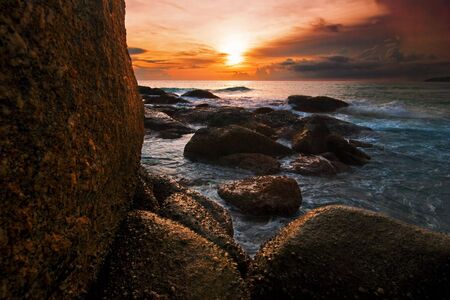 Tropical sunset in Thailandの写真素材