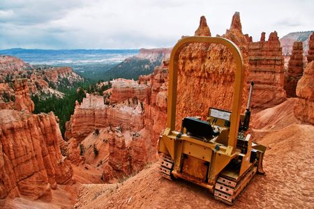 A small tractor on a slope of Bryce canyonの写真素材