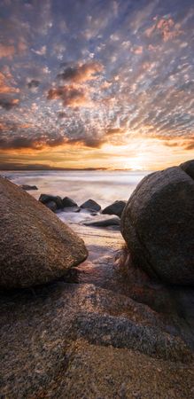 Beatiful sunset in the seaの写真素材