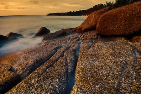 Beatiful sunset in the seaの写真素材