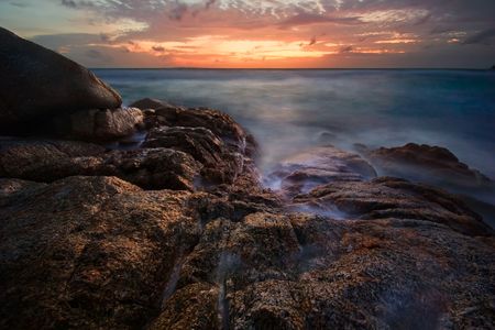 Beatiful sunset in the seaの写真素材