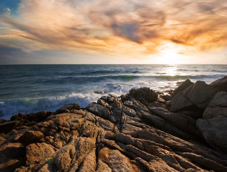 Beatiful sunset in the seaの写真素材