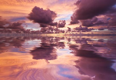 Beatiful sunset in the seaの写真素材