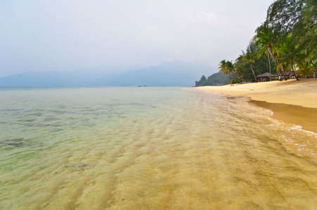 Foggy tropical beach. Tioman island. Malaysiaの写真素材