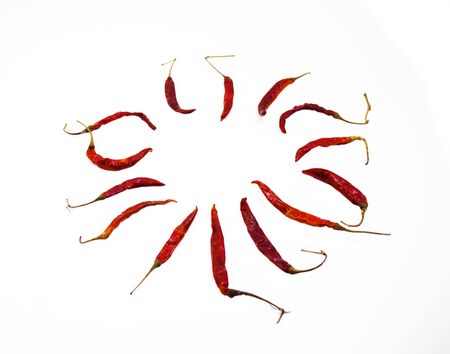 red hot chili on white background の写真素材