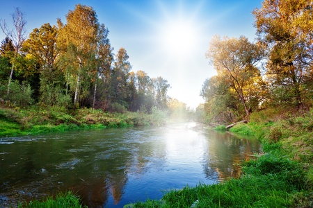 Sunset near the summer river 