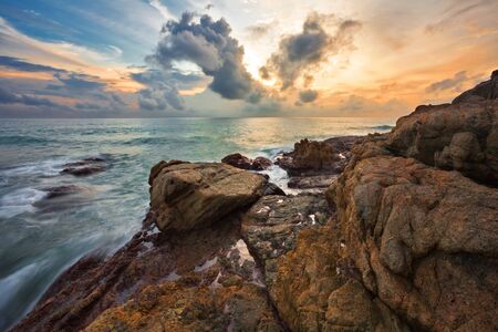 Tropical sunset at the beach. Thailandの写真素材