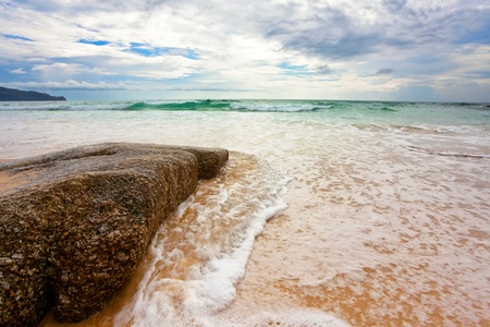 gloomy weather at tropical beachの写真素材