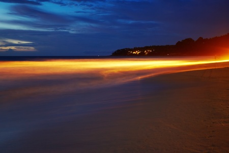 Night on the white sand tropical beach. Phuket. Thailand の写真素材