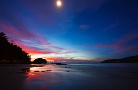 Colorful sunset at beach. Thailandの写真素材
