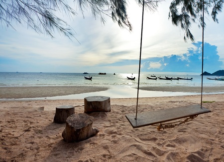 gloomy weather at tropical beachの写真素材