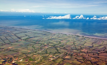 Aerial view of farmland near the Bangkok. Thailand の写真素材
