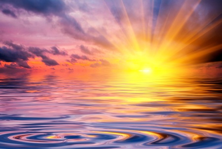 Tropical colorful sunset at the tropical beach. Thailand の写真素材