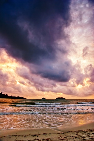 Tropical colorful sunset at the tropical beach. Thailand の写真素材