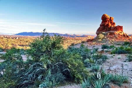 Beautiful view  in Arches canyon in sunny day. USA の写真素材