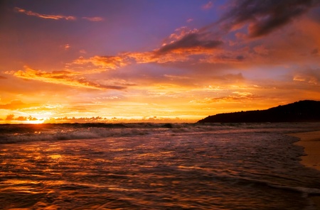 Tropical colorful sunset at the beach. Thailand の写真素材