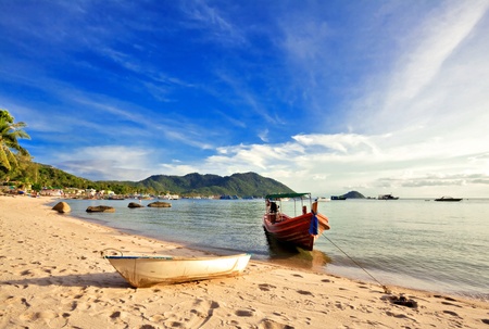 Exotic tropical beach under blue sky. Thailandの写真素材