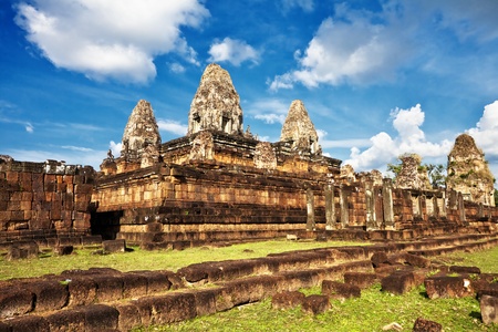Ancient buddhist khmer temple in Angkor Wat complex, Cambodiaの写真素材